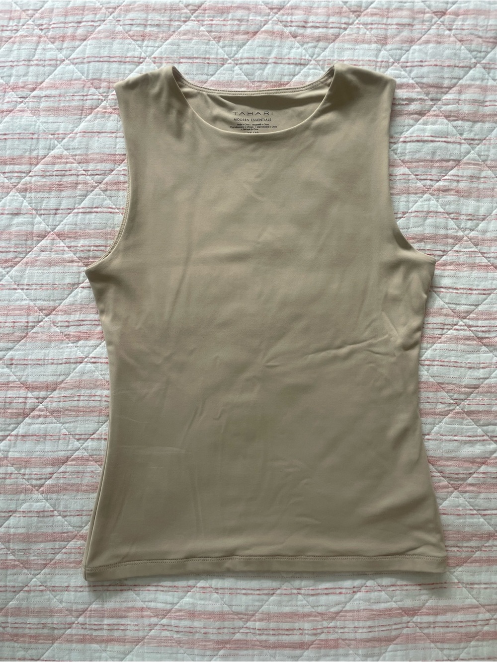 Tahari Neutral Sleeveless Crewneck Tank - Taupe
